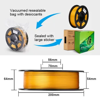 SUNLU PLA Seda Filamento de 1,75 mm 1kg de Seda Textura Impressão de Filamento Para Impressora 3D Dimensão Precisão de +/-0.02 mm