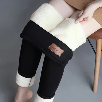 Inverno Leggings de Veludo Mulheres Calças Quentes Frio-resistente de Cor Sólida Leggings Elástico Confortável, Manter-se Aquecido e Legging de Lã