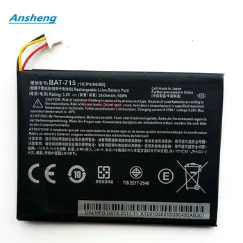 Ansheng de Alta Qualidade 2640mAh BAT-715 (com 4 cabos) bateria para Acer Iconia Tab B1 B1-A71 B1-710 1ICP5/60/80 Bateria do Tablet