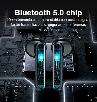 Bluetooth V5.0 Fones de ouvido Fones de ouvido sem Fio Com Microfone Esportes Impermeável Fones de ouvido LED de indicação de Carga de Caixa Para Android IOS