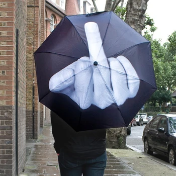 Criativa Legal Dedo Médio Guarda-chuva Chuva Mulheres Sombrinha homens do Guarda-chuva de Moda Impacto guarda-chuvas Pretos Dedo Médio guarda-Sóis