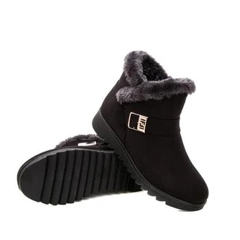 MVVJKEwinter peles quentes tornozelo botas para mulheres antiderrapante impermeável quente de couro, ankle boots sapatos Boot E023