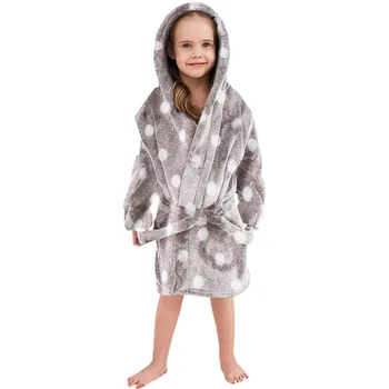 Criança Camisola Infantil Meninos de Meninas, Moda de Inverno, Mantenha Quente com Capuz de Grosso Quente Roupão de Flanela Noite veste de um Pijama 5-6 Roupas