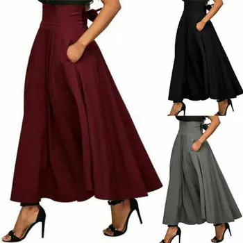 Alta Qualidade Vestido Maxi Saia 2020 Mulheres Da Moda Saias Plissadas Formal Saia De Cetim De Seda Com Saia De Muçulmanos Faldas Jupe