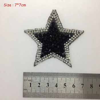 20pcs estrela de Cinco pontas com Paetês bordados roupas patch de ferro na broca patches Saco de sapato adesivo emblema de retalhos