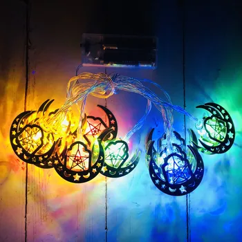 10 LED de Estrelas Luzes de Lua Eid Mubarak Decoração de Fadas Luz Cadeia de Ramadan Karim Muçulmanos Islâmicos Festival de Decorações do Partido