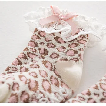 Marfim Algodão Legging Bebê Primavera, outono leparod de impressão calças de Crianças de 0-24m Crianças da criança Legging +meias conjunto