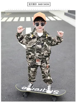 Jaqueta de meninos Primavera, Outono coreano para Crianças de Camuflagem Militar de Treinamento de Esportes de roupa de Duas peças de Criança de Bebê Meninos Vestuário Roupa