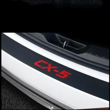 PU de couro e fibra de Carbono Stying Depois de protetor de pára-choque Traseiro do Tronco Protetor de Placa de Carro Acessórios Para Mazda CX-5 CX5 2012-