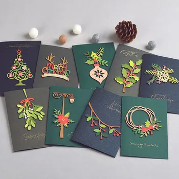 Eno Saudação de madeira enfeite de natal feito à mão cartões de feliz natal cartões de presente de natal mensagem de cartões de atacado