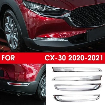 Para Mazda CX30 CX-30 2020 2021 Frontal e Traseira, Luz de Neblina Cobrir Guarnição Adesivo de pára-choques Traseiro, luz de Nevoeiro Quadro (Chrome)