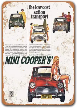 1969 Mini Cooper, Carro de Metal Estanho Sinal, Sisoso Placas Vintage Poster Bar Man Cave Retrô Parede Decoração 8x12 polegadas