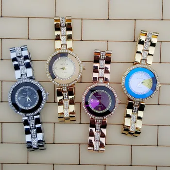 2016 Nova Marca para Mulheres Relógios de Melhor Qualidade Banhado a Ouro Diamante Relógios de Luxo Aço Inox Especial Polígono de Discagem Relógio de Senhora