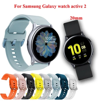 20mm de Silicone Pulseira de Cinta Para Samsung Galaxy watch active 2 40mm 44MM Pulseira bracelete Para o Samsung Galaxy watch active 2