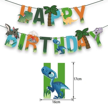 Feliz Aniversário Banner Garland Dinossauro Balões De Látex Animal Da Selva Para Festas De Crianças Do Chuveiro De Bebê Aniversário Decoração Globos