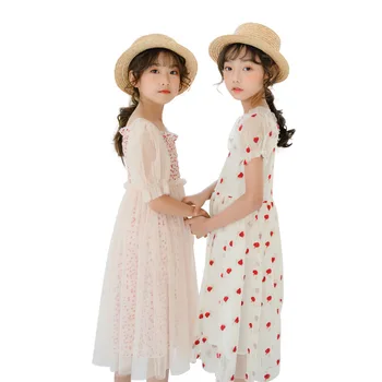 2020 Verão Nova Adolescente Meninas De Malha Vestido Bonito Dot Crianças Meninas Princesa Vestidos De Moda Filhos Festa De Vestidos Elegantes, #8794