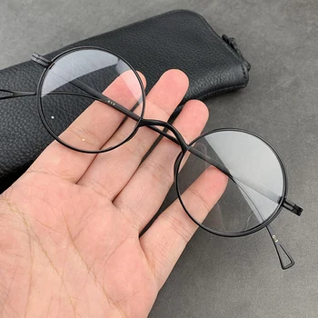 2020 Novas Titânio Puro Óculos De Armação Vintage Homens Rodada Marca De Luxo Miopia Prescrição Óptica De Óculos Com Armação De Mulheres De Óculos