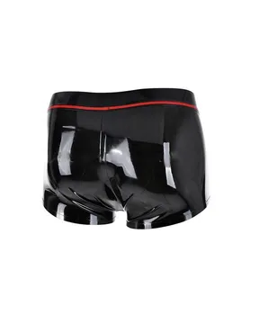 Homens de Látex Boxer Com Guarnições Anel de Orifício de Látex, Lingerie Boxers Shorts