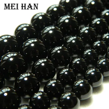 O automóvel de ping Meihan 4mm & 6mm e 8mm & 10mm & 12mm natural ágata preta lisa e redonda Solta esferas para fazer jóias de design ou de DIY
