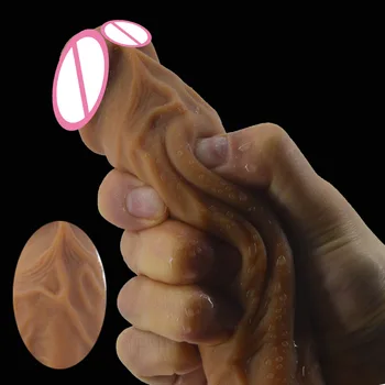 Enorme Pênis Grande Com Chupando Copo De Brinquedos Sexuais Para O Sexo Feminino Masturbação Pele Sente Realista Vibrador Material Macio
