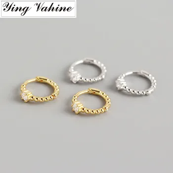 Ying Vahine Novo 925 Silver Pequeno Zircão Branco com bolinhas Brincos para Mulheres, Moda Jóias Melhores Presentes