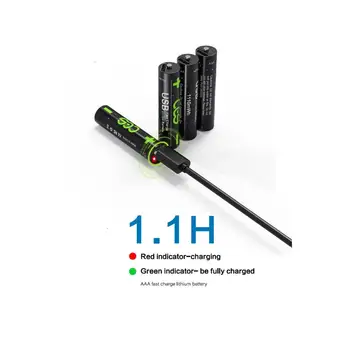 8PCS（4pcs aa+aaa 4pcs）USB Recarregável de Polímero de Lítio de Bateria Rápida de Carregamento Micro USB Cabo de 1,5 V AAA Bateria Recarregável