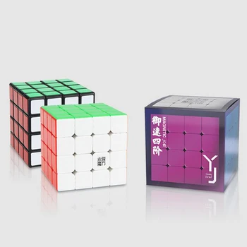 YJ YuSu M 4x4x4 Magnético Cubo Mágico Stickerless Preto Brinquedo Quebra-cabeça para a Formação do Cérebro do cubo mágico YJ8339
