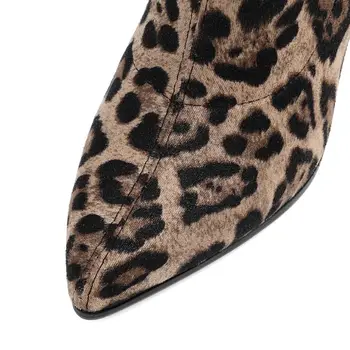 Taoffen Mulheres Com Mais De Joelho Moda Botas De Salto Alto Sapatos De Inverno Mulheres Sexy Leopard Tempo De Inicialização Senhora Da Rua De Tamanho De Calçado De 34-43