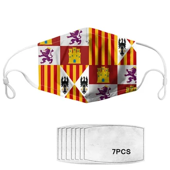 Personalizado catalão Bandeira Máscara de Espanha Padrão Unisex Máscaras com Papel de Filtro Substituível Boca Máscaras