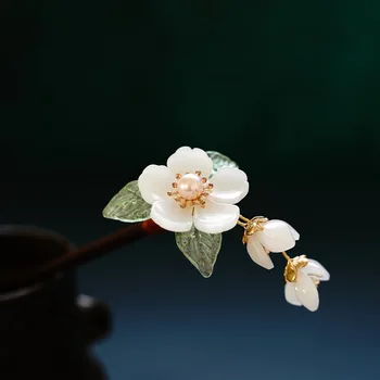 Novo Clássico De Flor Grampos Grampos De Madeira Cabelo Garfo Varas Chinês Hanfu Acessórios Para O Cabelo Da Noiva Do Casamento Capacete