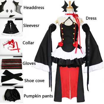 Serafim de final Krul Tepes Anime Cosplay Fantasias Lolita Vestido de Vampiro Uniformes 6 Peças Conjunto Para o Halloween, Carnaval