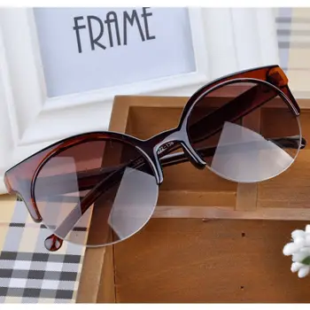 2019 nova moda senhoras óculos de sol retro clássico design da marca redonda homens UV400 óculos da metade do quadro preto de condução óculos