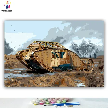 DIY corantes imagens por números com cores Militares decoração de Aeronaves tanque de imagem de desenho pintura por números enquadrados em Casa