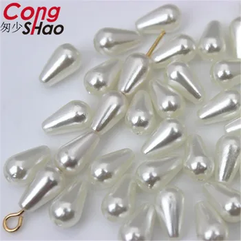 Cong Shao 500PCS 6*10mm Colorido ABS Pérola de Imitação de Vestuário Esferas Forma de Gota Espaçador miçangas para fazer jóias traje DIY CS659