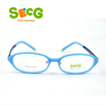SECG Catton Bonito Xadrez Crianças Óculos Transparente Sólido Flexível Crianças Óculos de Armação Confortáveis Almofadas de Nariz, Óculos Oculos