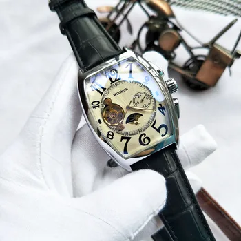 Homens luxo Relógios dos Homens Relógios Mecânicos Tonneau de Discagem Automática de Relógios Mecânicos Homens Tourbillon Relógios montre homme reloj