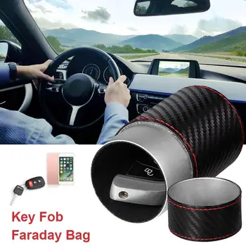 Couro Anti-Roubo de Faraday Caixa de Car Sem Sinal do Bloqueador de Segurança RFID Faraday Key Fob Protetor para o Carro RFID Sinal de Bloqueio