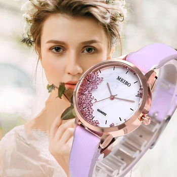 Charme Da Mulher Relógios Requintado De Alta Qualidade, Relógios De Pulso Com Pulseira De Couro Montre Femme Quartzo Relógio Feminino Reloj Mulher Elegante