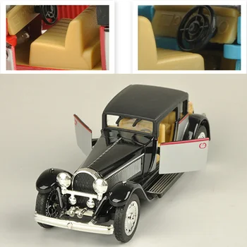 1:28 escala de Bugattis vintage modelo de carro de som e luz da liga de volta flash clássico vintage música carro adultos, as crianças brinquedos de coleção