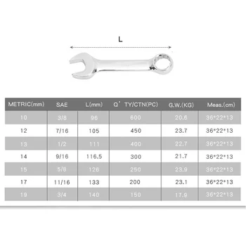 7Pcs 2 em 1 Torx Extremidade Aberta Métrica/Imperial Chave Chave Automática de Ferramenta de Reparo do Conjunto 10-12-13-14-15-17-19mm Métrica Chave