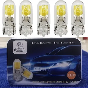 5Pcs LED T10 12V 1,2 W W5W vidro Carros largura luzes da placa do veículo luz de leitura Do painel lâmpada moto lâmpada branco