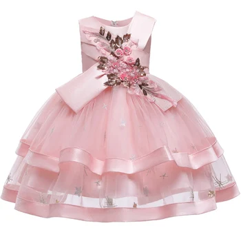 Bordados de Seda Vestido de Princesa para bebê menina Flor Meninas vestidos Elegantes de Inverno, Festa de natal, vestido de crianças vestidos para meninas de 10
