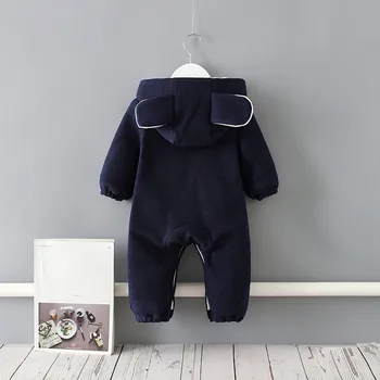 Inglaterra Bebê de Estilo Traje Macacão de Roupas de Inverno com Capuz Meninas Vestuário Engrossar Quente e Confortável de Algodão crianças Outwear 0-2Y