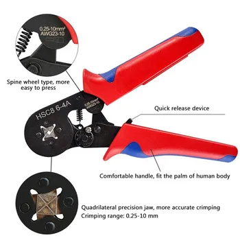Anilha de Cravação Kit de ferramentas, Hexagonal, dente-de-serra de Auto-ajustável Catraca Terminais de Fio Grampeadora Kit com 1250pcs Terminais de Fio*
