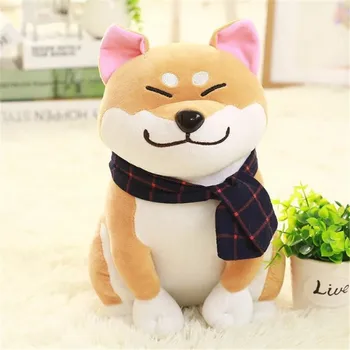 25cm Kawaii Lenço Shiba Inu Dog Brinquedo de Pelúcia Macia Animal Cão de Pelúcia Boneca de Pelúcia Animais Presentes de Natal Para Crianças