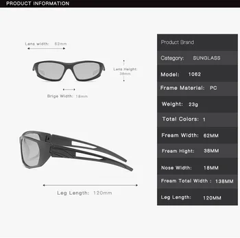 Longa Goleiro Condução Polarizada Fotossensíveis Óculos de sol dos Homens Camaleão, Óculos de Mulheres de óculos de Sol Drivers de Óculos de Homens Gafas de sol
