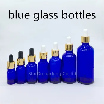 5ml, 10ml,15ml,20ml,30ML,50ml,100ml AZUL, Frasco de Vidro Com conta-Gotas de Óleo Essencial, azul, frasco de Perfume