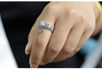 Moda Bling ring AAA Zircão de Pedra, de Prata 925 Bonito Anéis para as Mulheres a Moda Casamento Noivado Jóias 2019 Novo