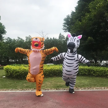 Adultos Anime Mascote Purim Tigre, Zebra Inflável Traje De Halloween Trajes Cosplay Festa De Carnaval Terno Animal Dramatização Disfrace