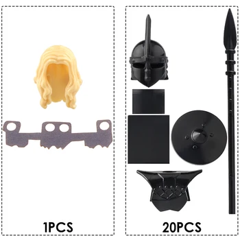 21PCS/MONTE Castelo Medieval, Cavaleiros Senhor dos Anéis Figuras com Armadura Arma de Blocos de Construção Tijolos Brinquedos Dom Crianças
